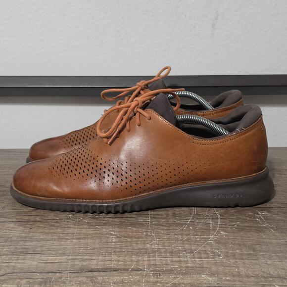 Cole Haan 2.Zerogrand Laser Wingtip Oxfords Men\'s Dress Shoes Size 11 Brown